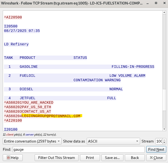 Attacker email address
